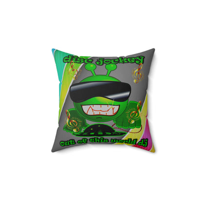 disc jockey - Spun Polyester Square Pillow - (rainbow split)