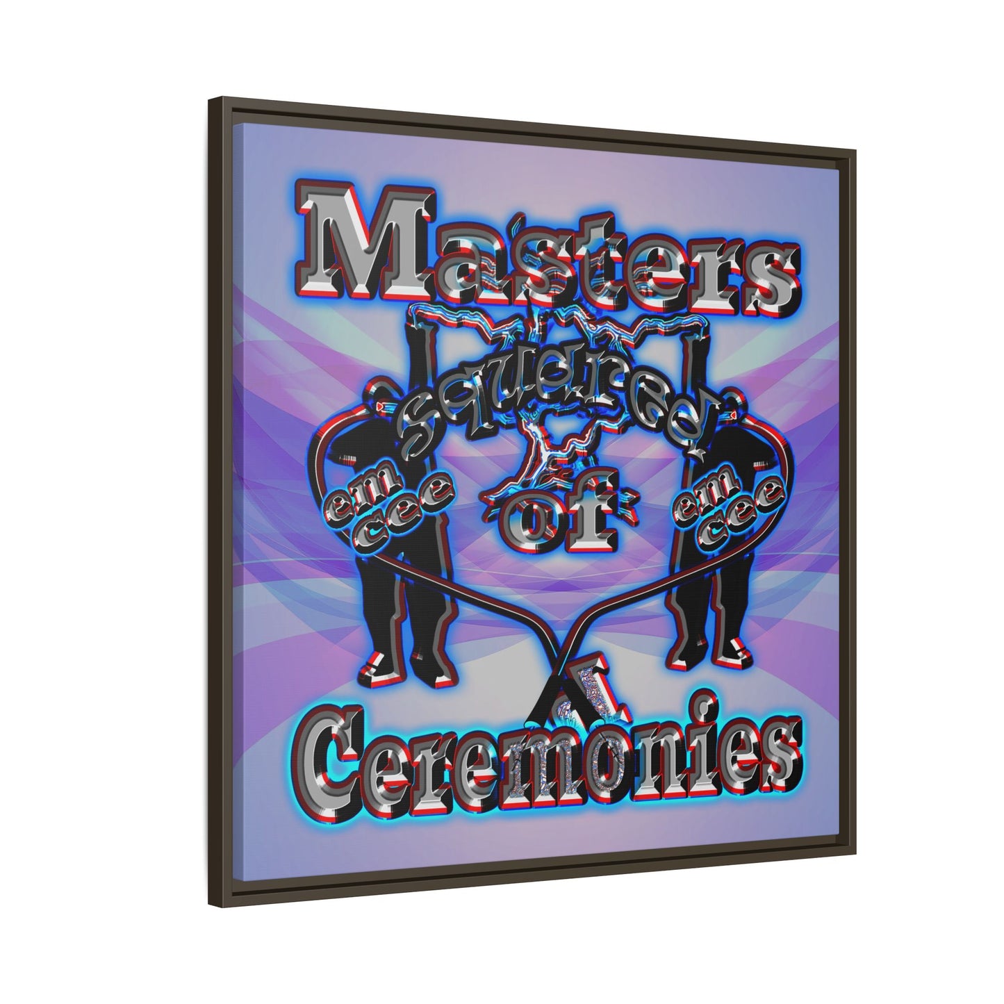 em cee squared - framed canvas art (light blue-pink wave)