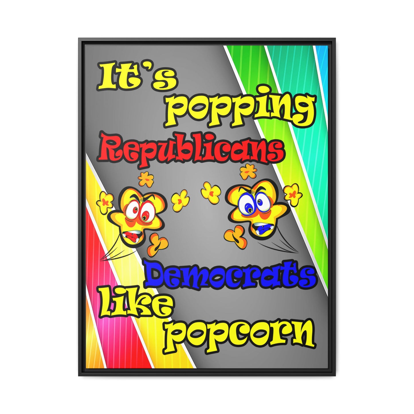 popping like popcorn - framed canvas art (rainbow split)