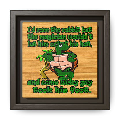 turtle race - framed canvas art (butterscotch wood finish)