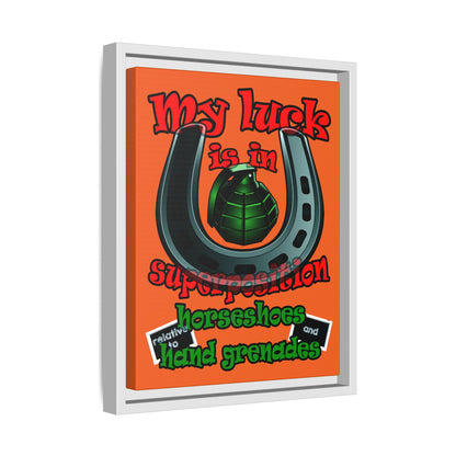 my luck - framed canvas art (orange)