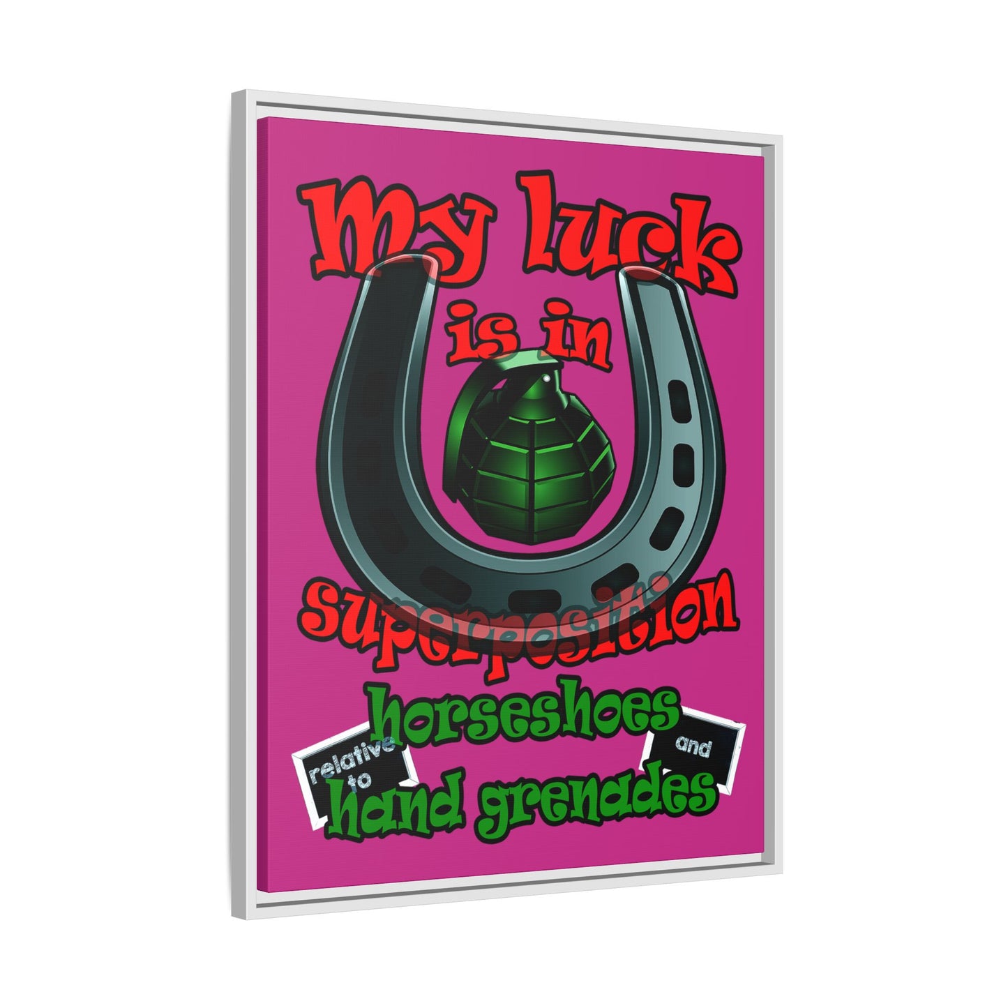 my luck - framed canvas art (pink)