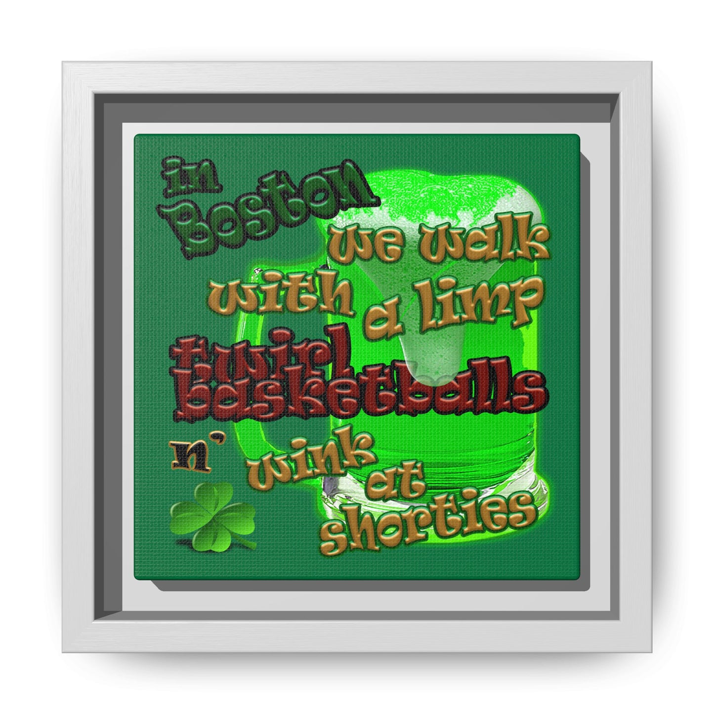 celtics logo - framed canvas art (dark green)