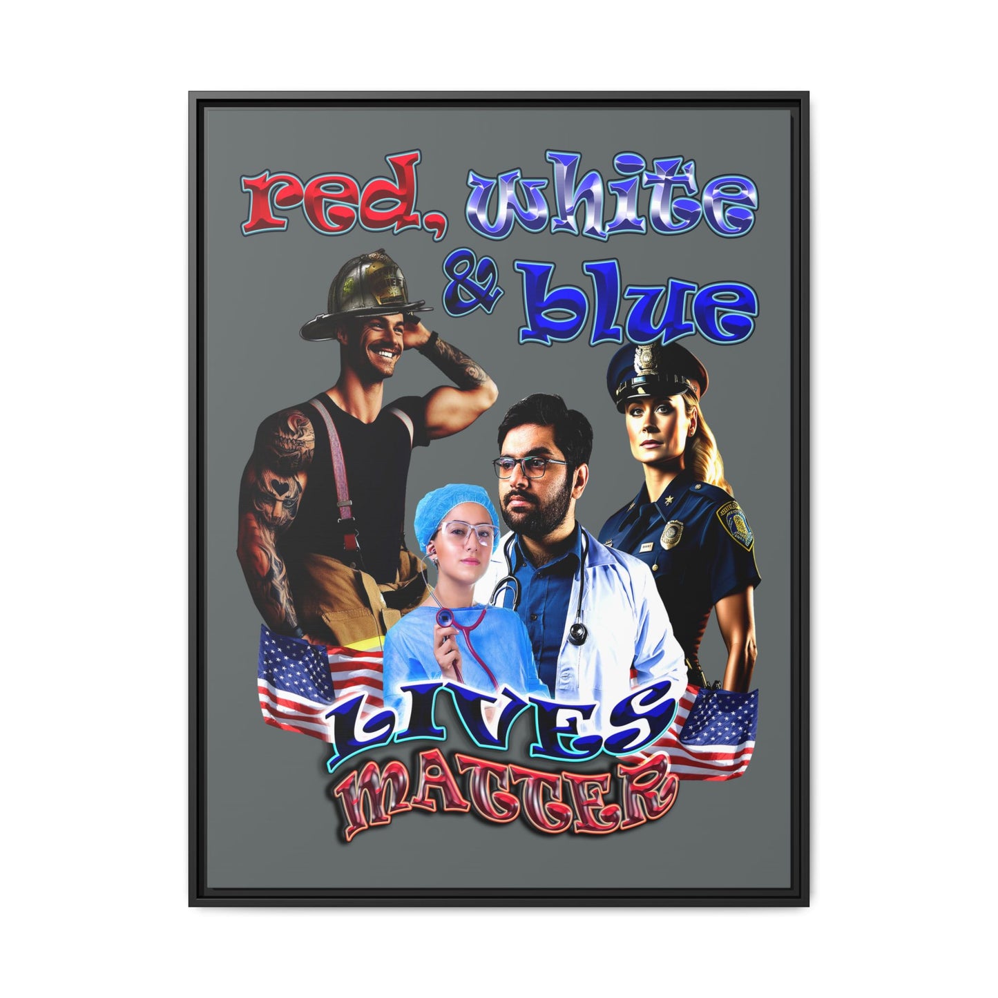 rw&b lives matter - framed canvas art (dark grey)