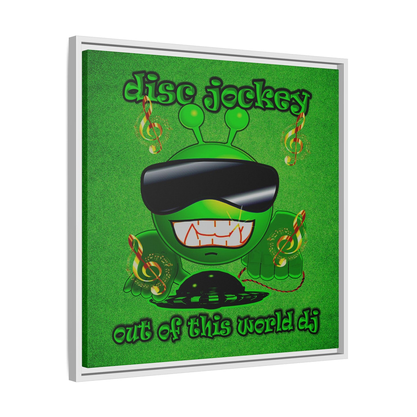 disc jockey - framed canvas art (green turf)