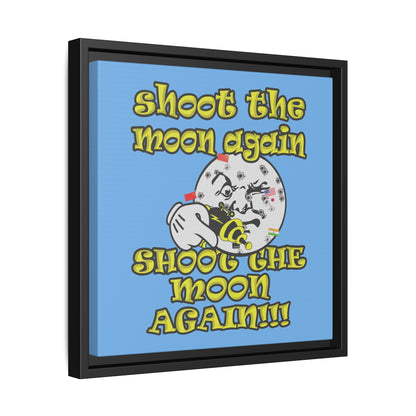 shoot the moon again - framed canvas art (light blue)