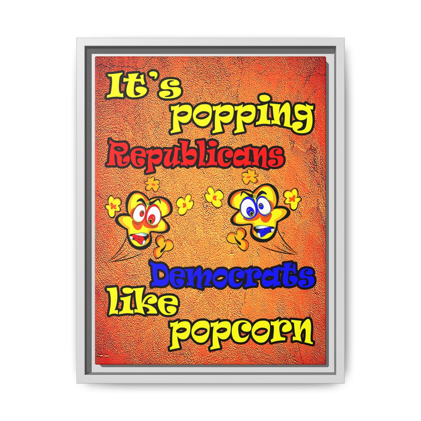 popping like popcorn - framed canvas art (burnt orange)