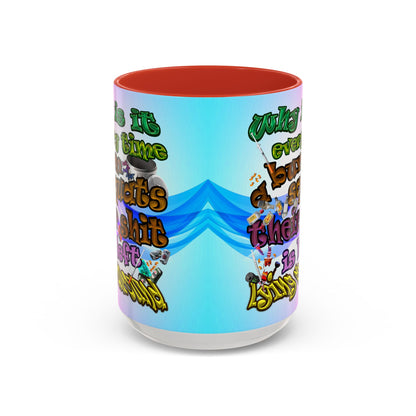the bum's shit - Accent Mug (light blue-pink wave)