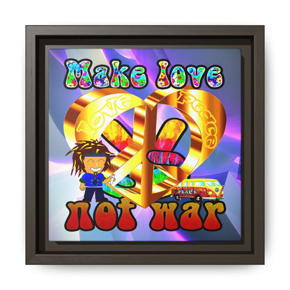 love peace - framed canvas art (grey-pink wave)