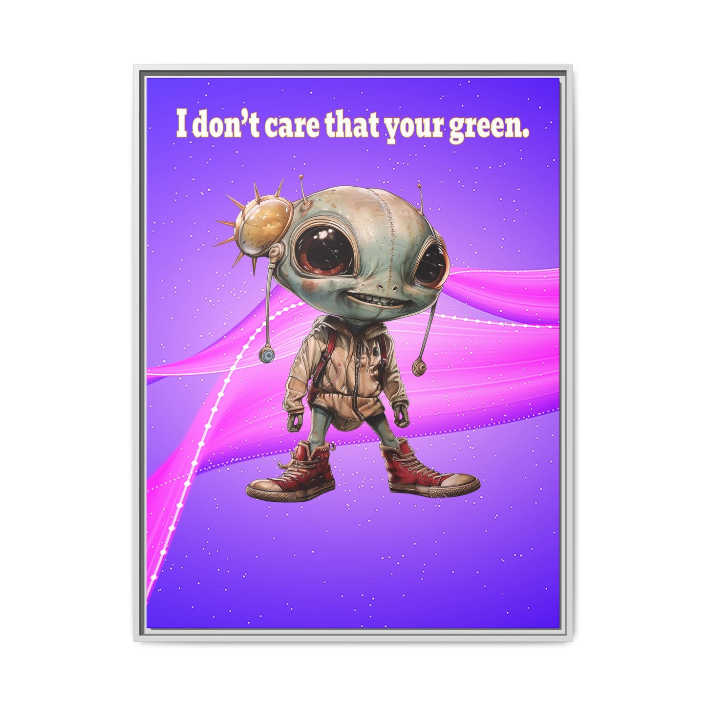 I don't care that your green - framed canvas art (purple-pink wave)