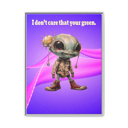 I don't care that your green - framed canvas art (purple-pink wave)