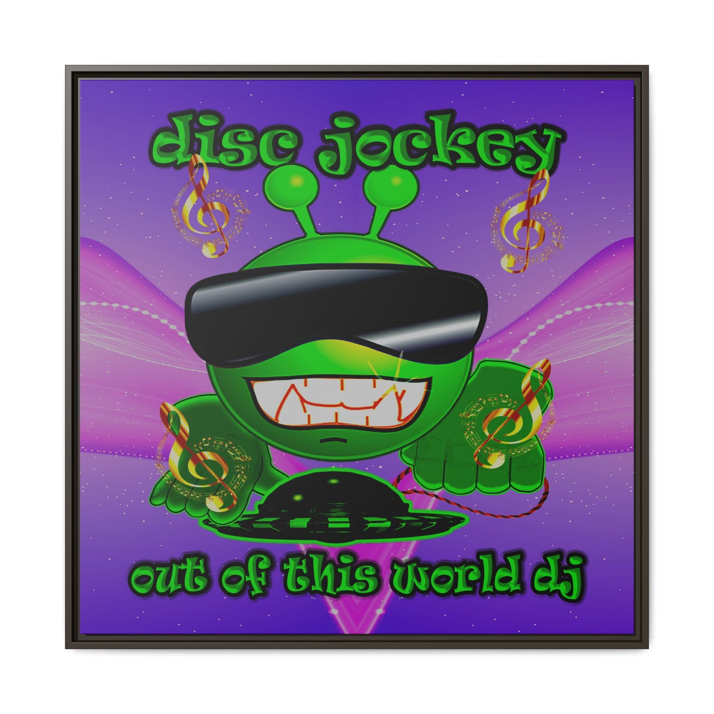 disc jockey - framed canvas art (purple-pink wave)