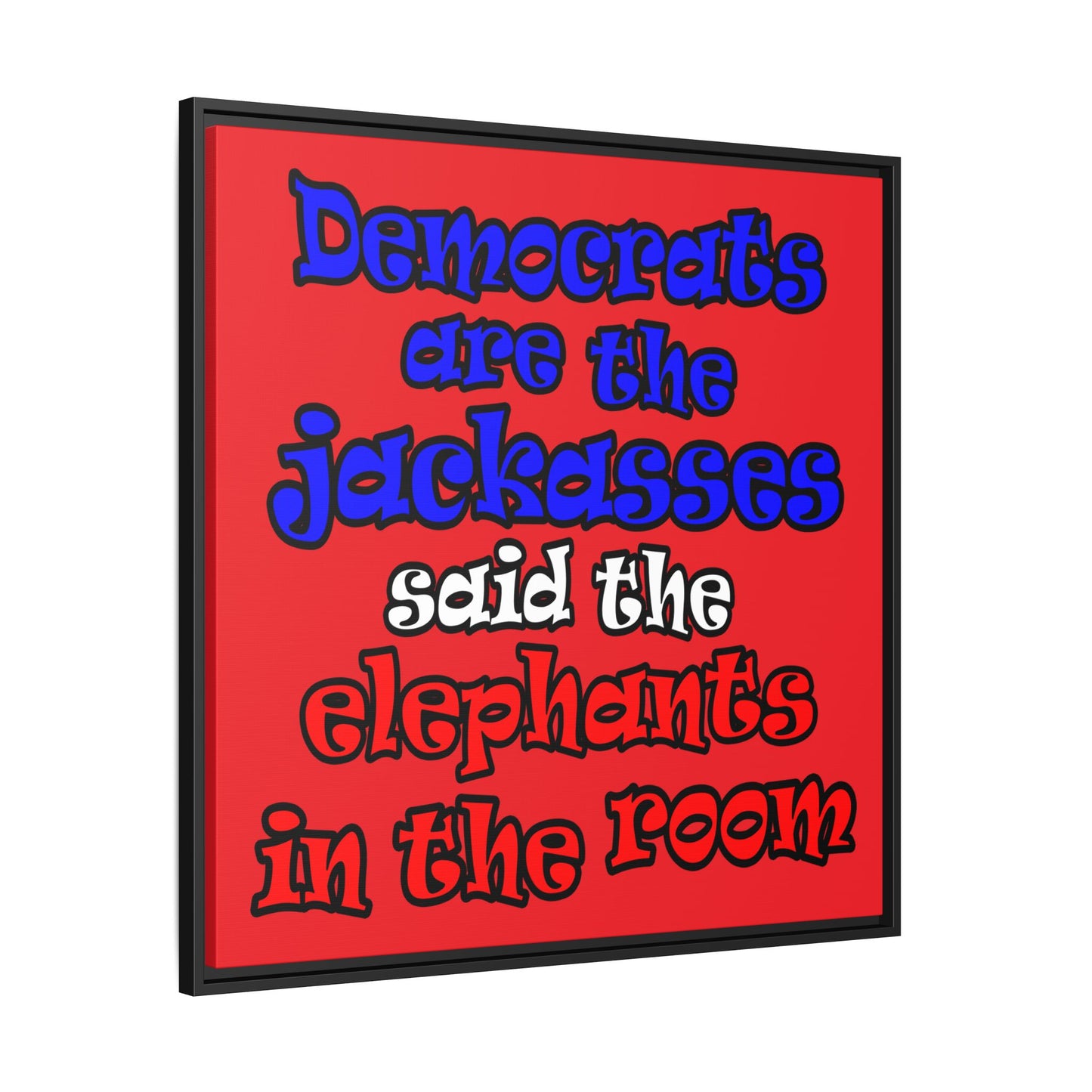 donkeys and elephants - framed canvas art (red)