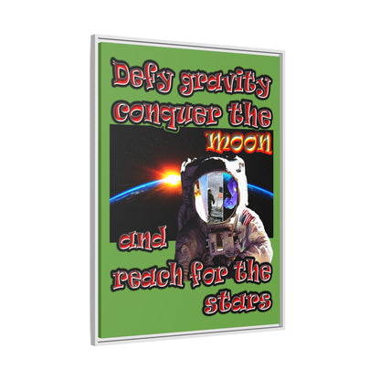 defy conquer reach - framed canvas art (green)
