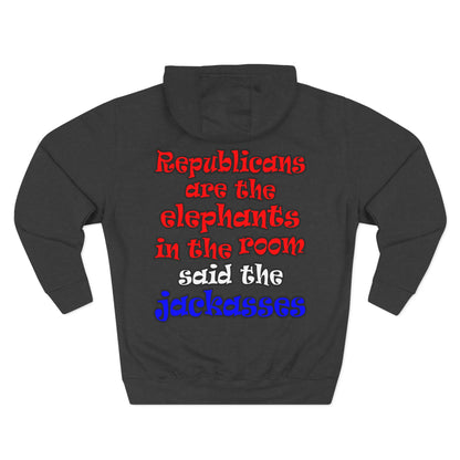 donkeys and elephants - Three-Panel Fleece Hoodie