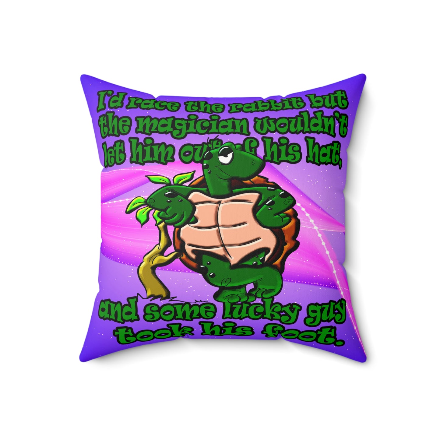 turtle race - Faux Suede Square Pillow - (purple-pink wave)