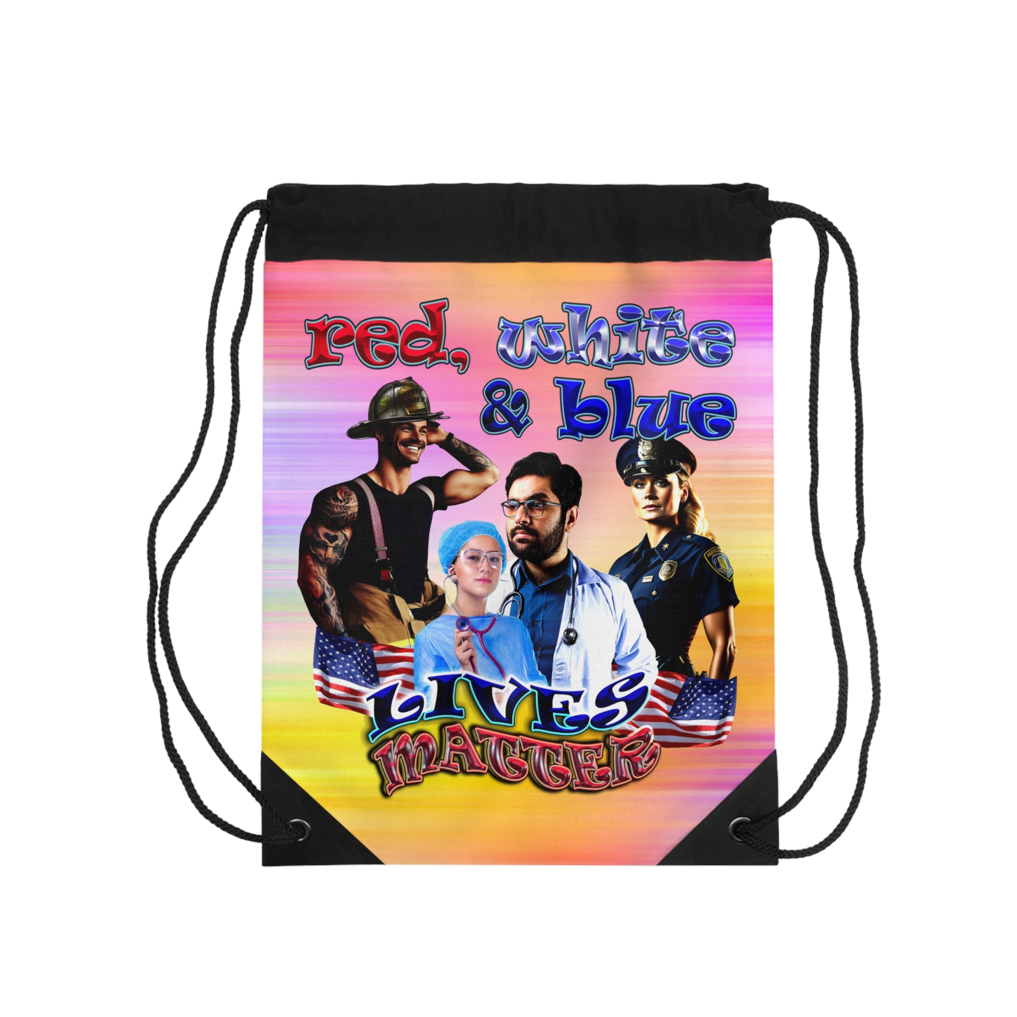 rw&b lives matter - Drawstring Bag (color blur)
