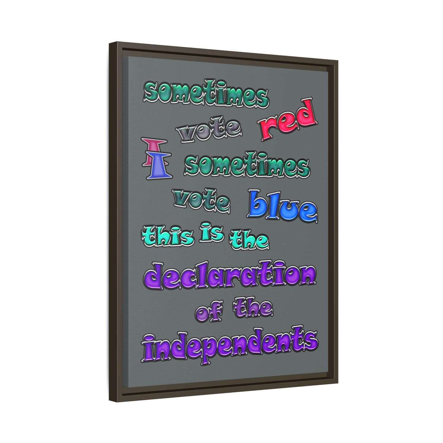 declaration of the independents - framed canvas art (dark grey)