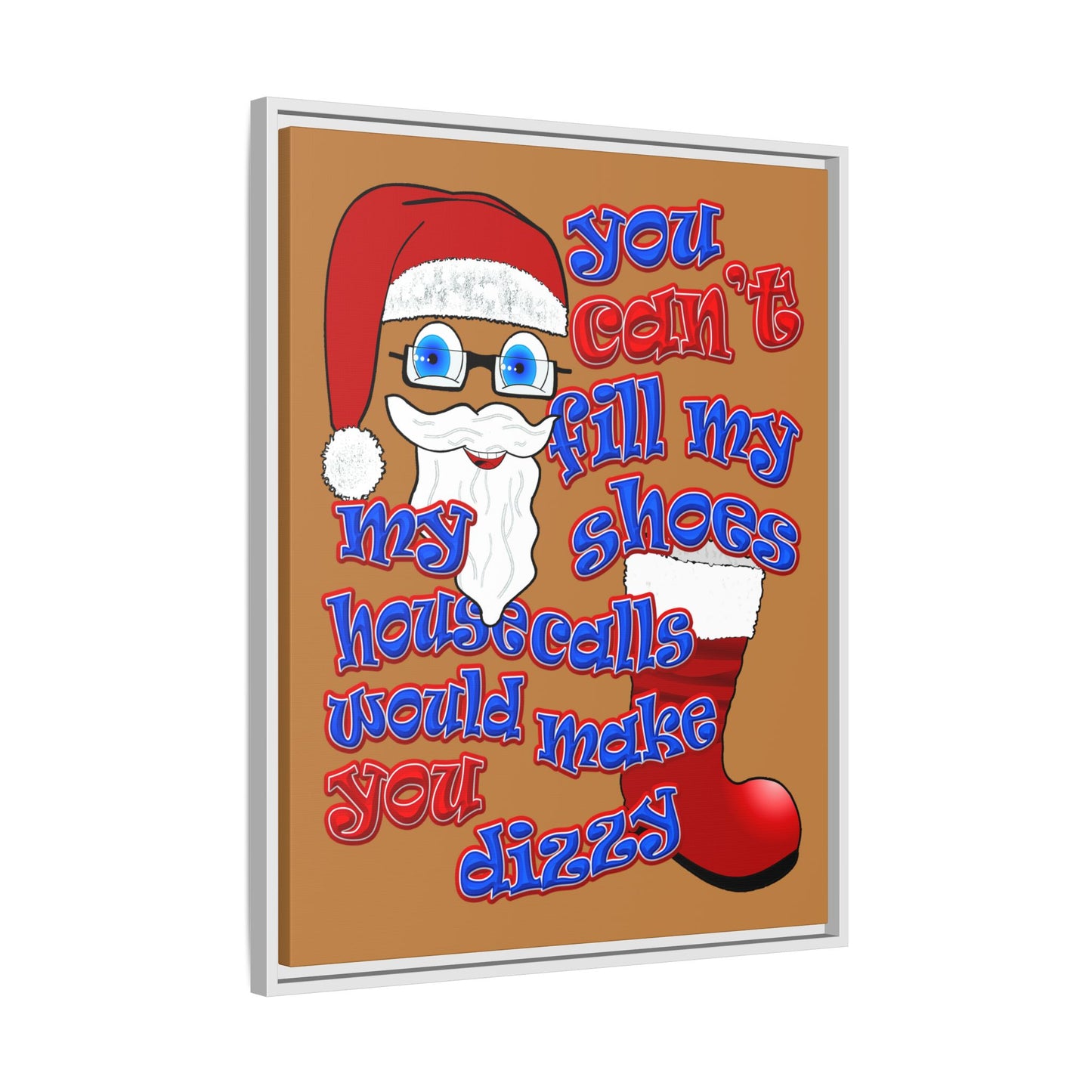 santa's shoes - framed canvas art (light brown)