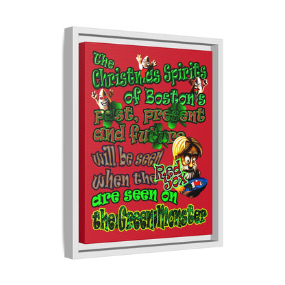 christmas spirits of boston - framed canvas art (dark red)