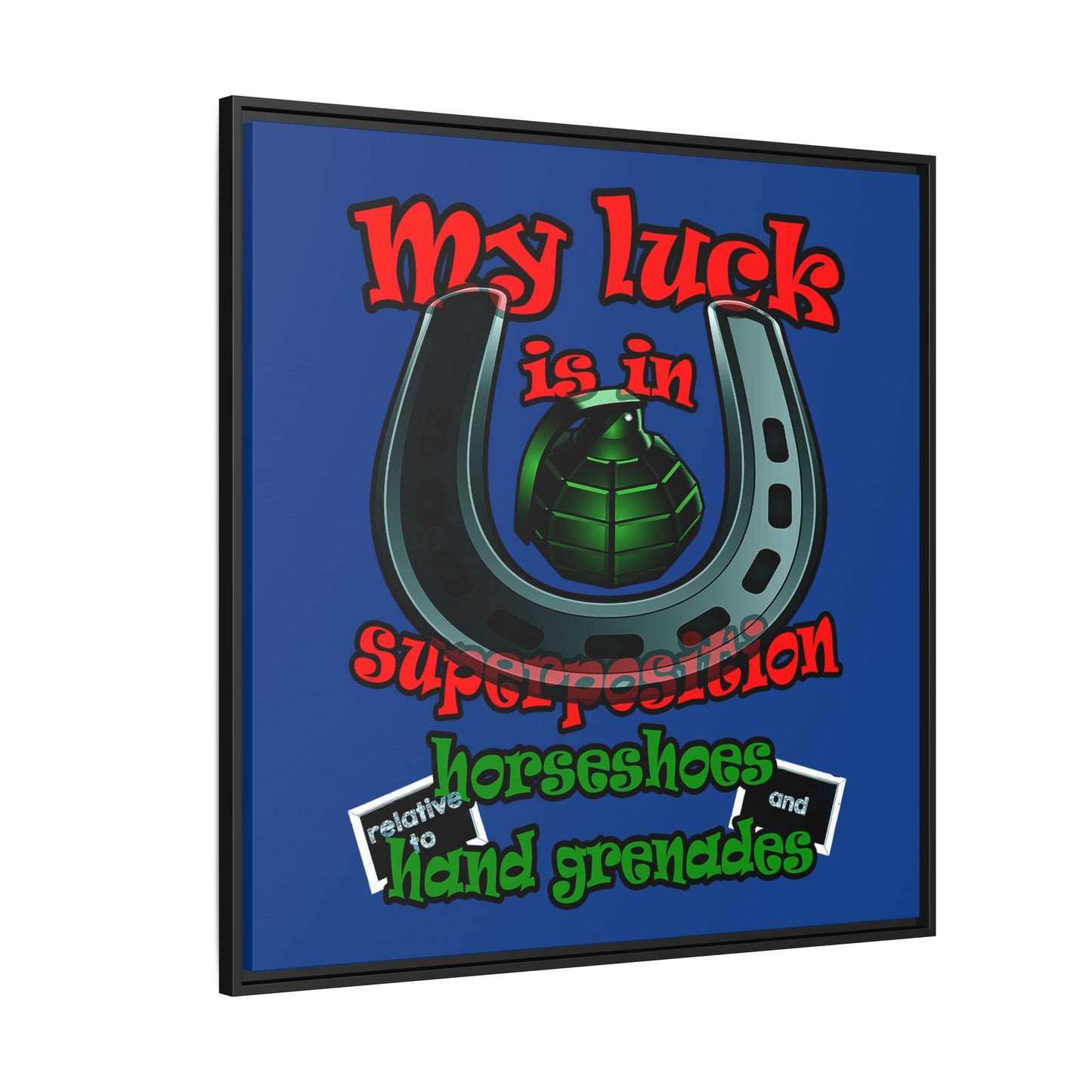 my luck - framed canvas art (dark blue)