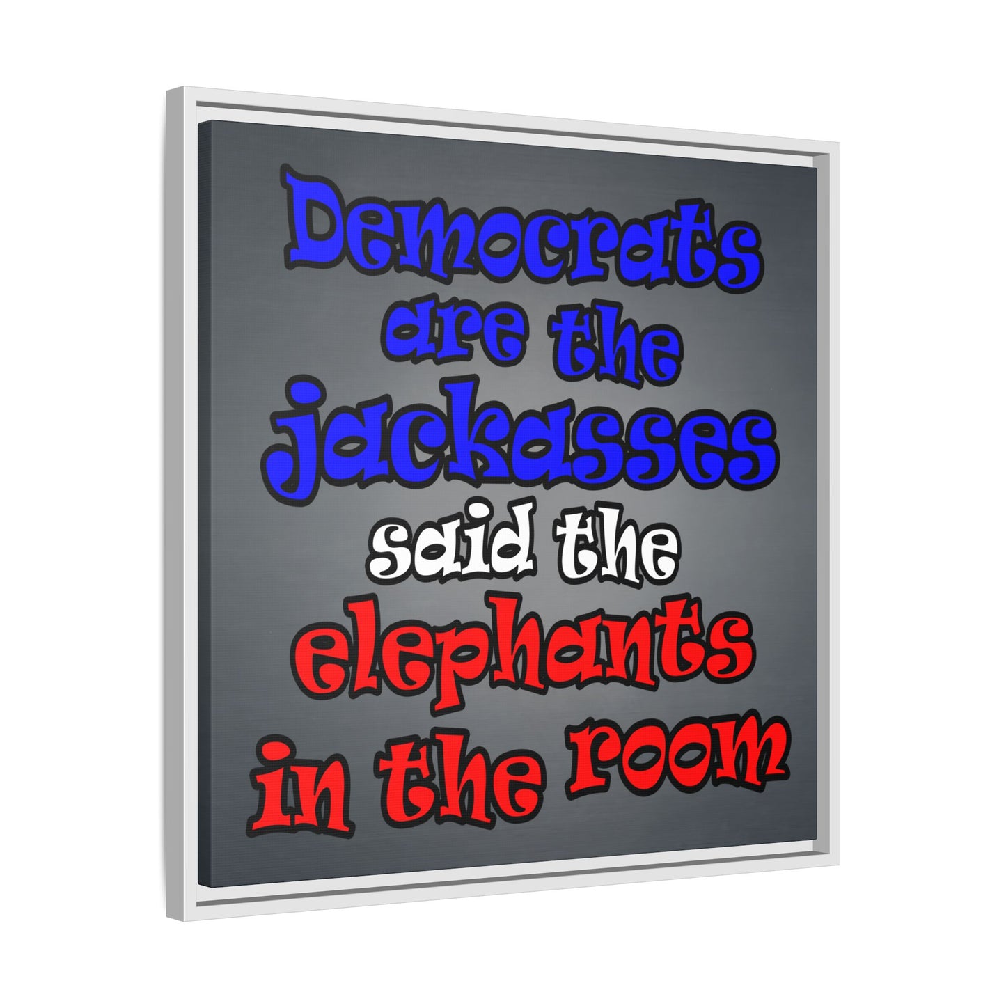 donkeys and elephants - framed canvas art (grey-light grey)