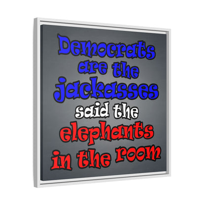 donkeys and elephants - framed canvas art (grey-light grey)