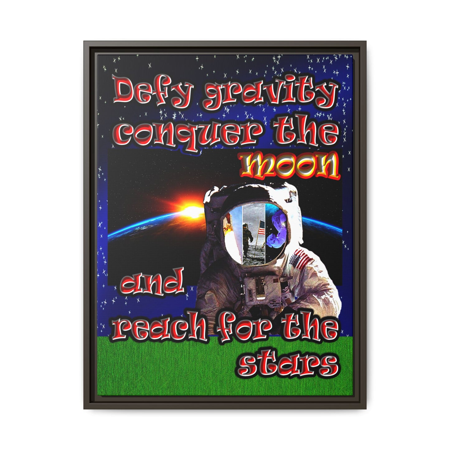 defy conquer reach - framed canvas art ('snoops' background)