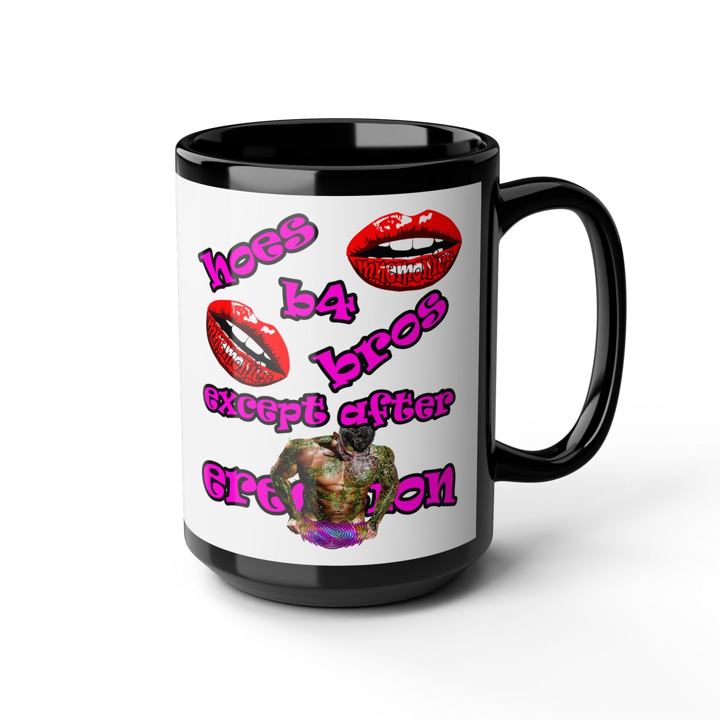 hoes b4 bros - Black Mug (white)