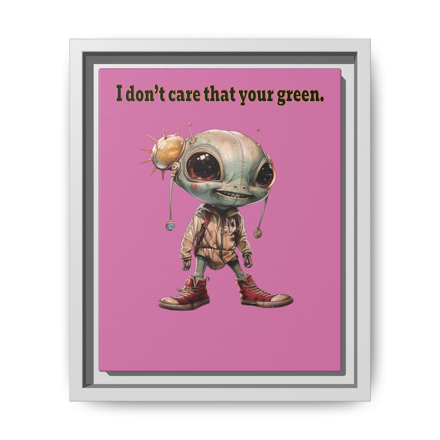 I don't care that your green - framed canvas art (light pink)