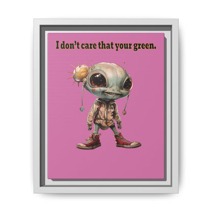 I don't care that your green - framed canvas art (light pink)