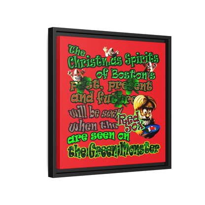 christmas spirits of boston - framed canvas art (red)