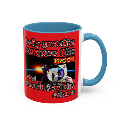 defy conquer reach - Accent Mug (red)