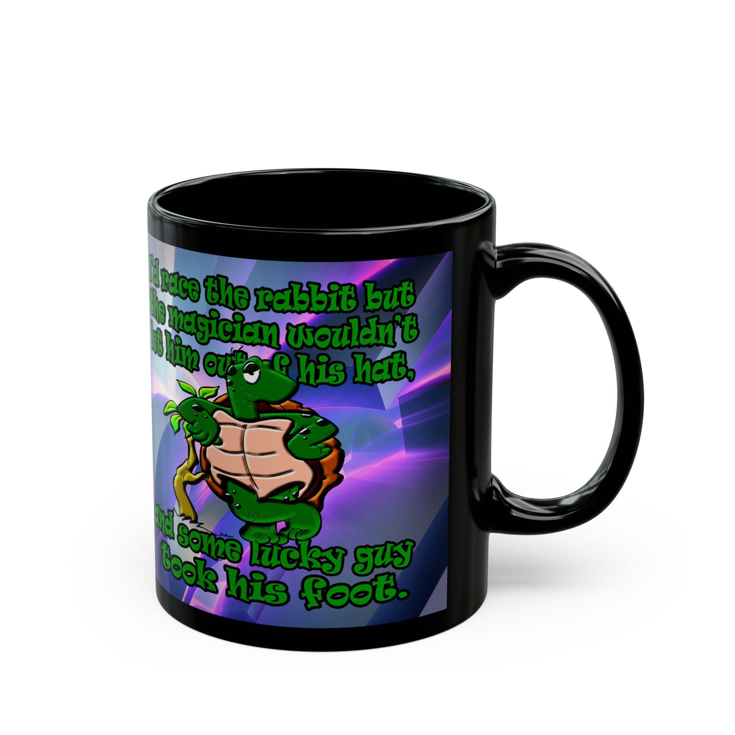 turtle race - Black Mug (grey-pink wave)