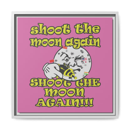 shoot the moon again - framed canvas art (light pink)