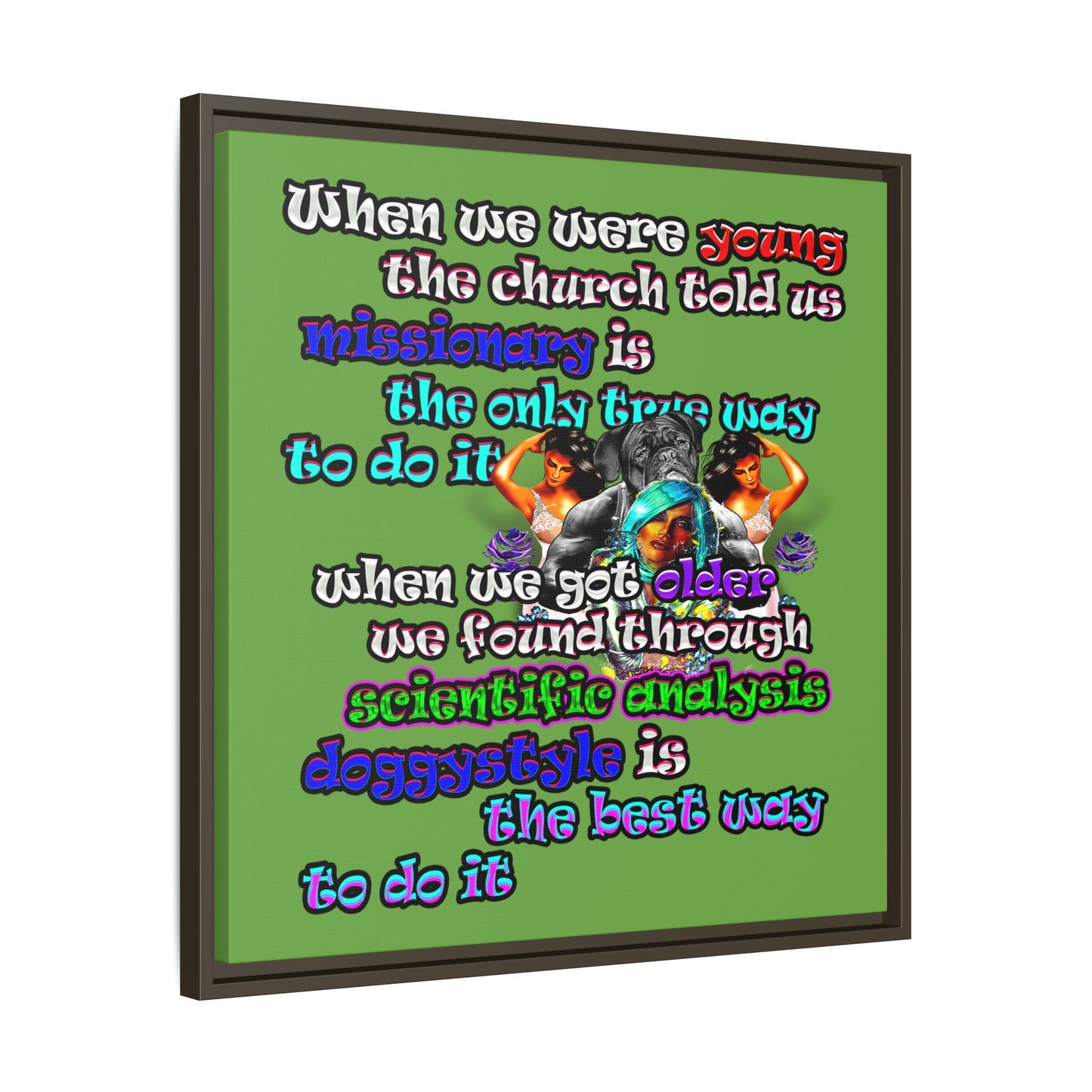 doggystyle - framed canvas art (green)