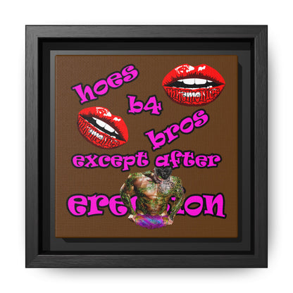 hoes b4 bros - framed canvas art (brown)