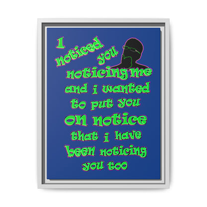 noticed you noticing - framed canvas art (dark blue)