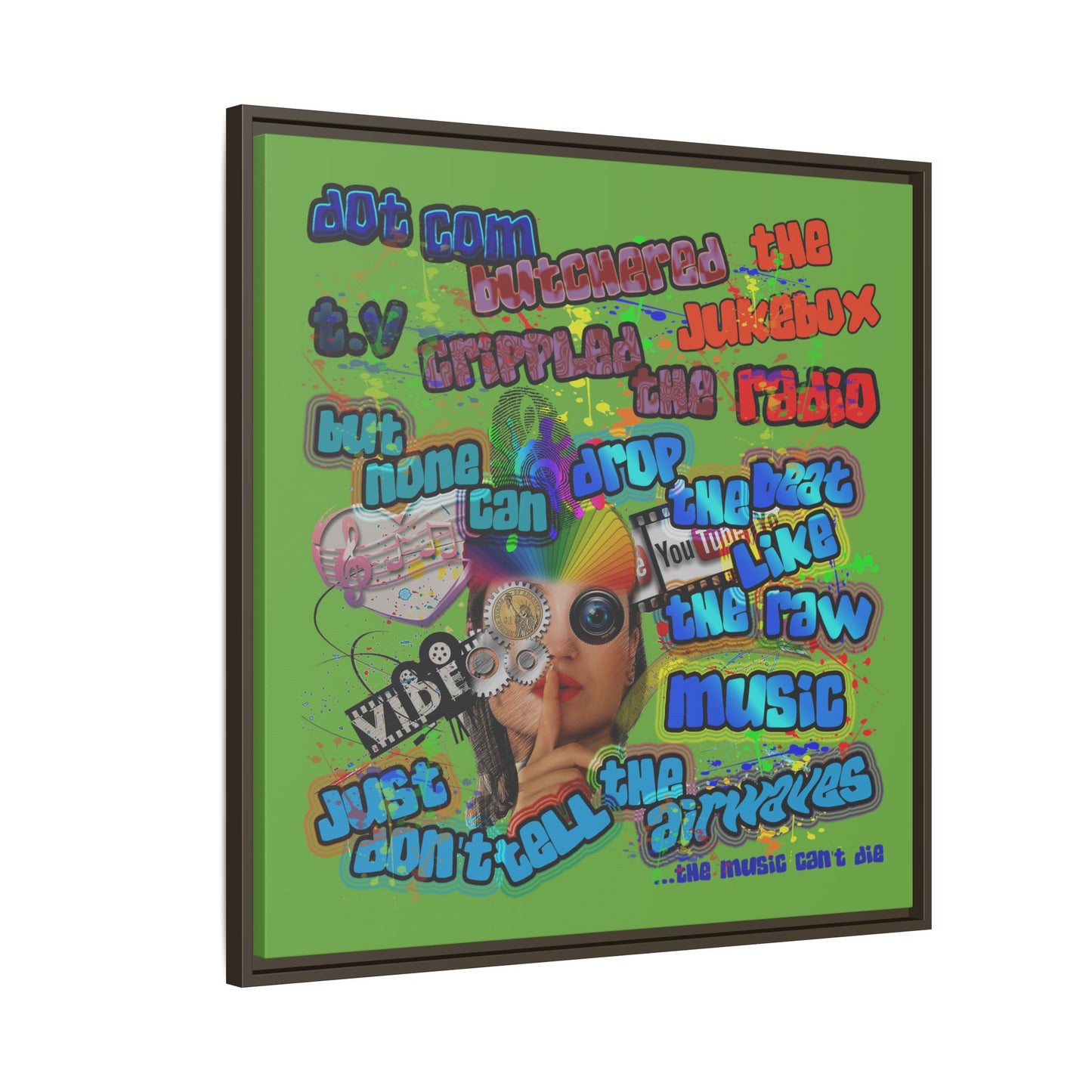 drop the beat - framed canvas art (green)