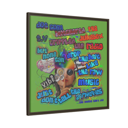 drop the beat - framed canvas art (green)