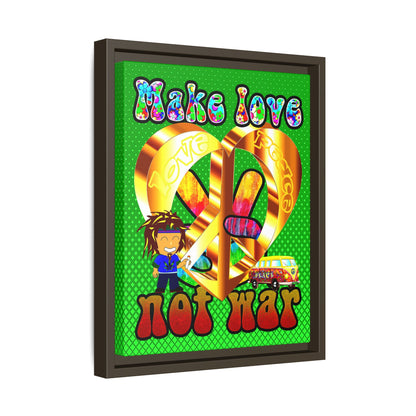love peace - framed canvas art (logo green)