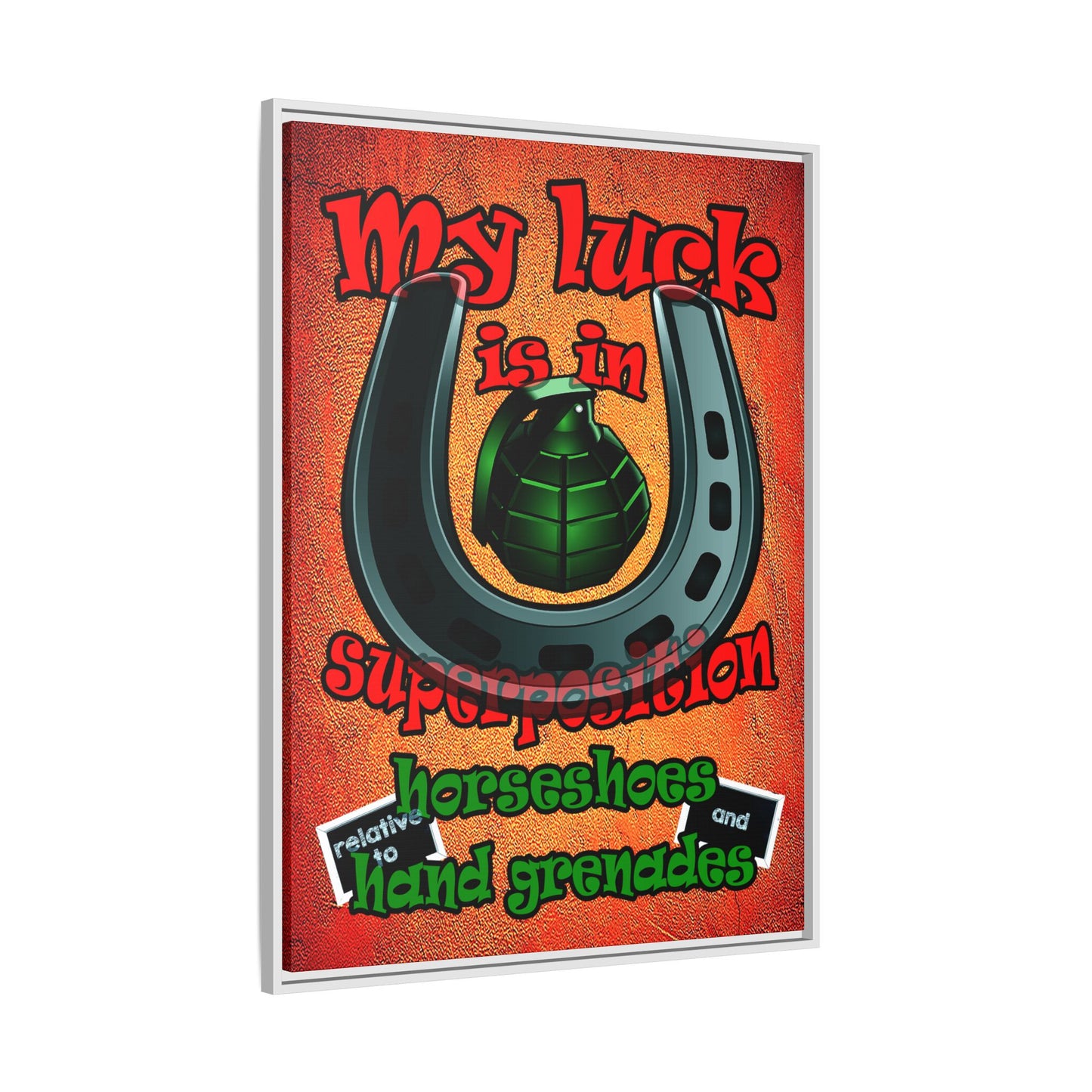 my luck - framed canvas art (burnt orange)