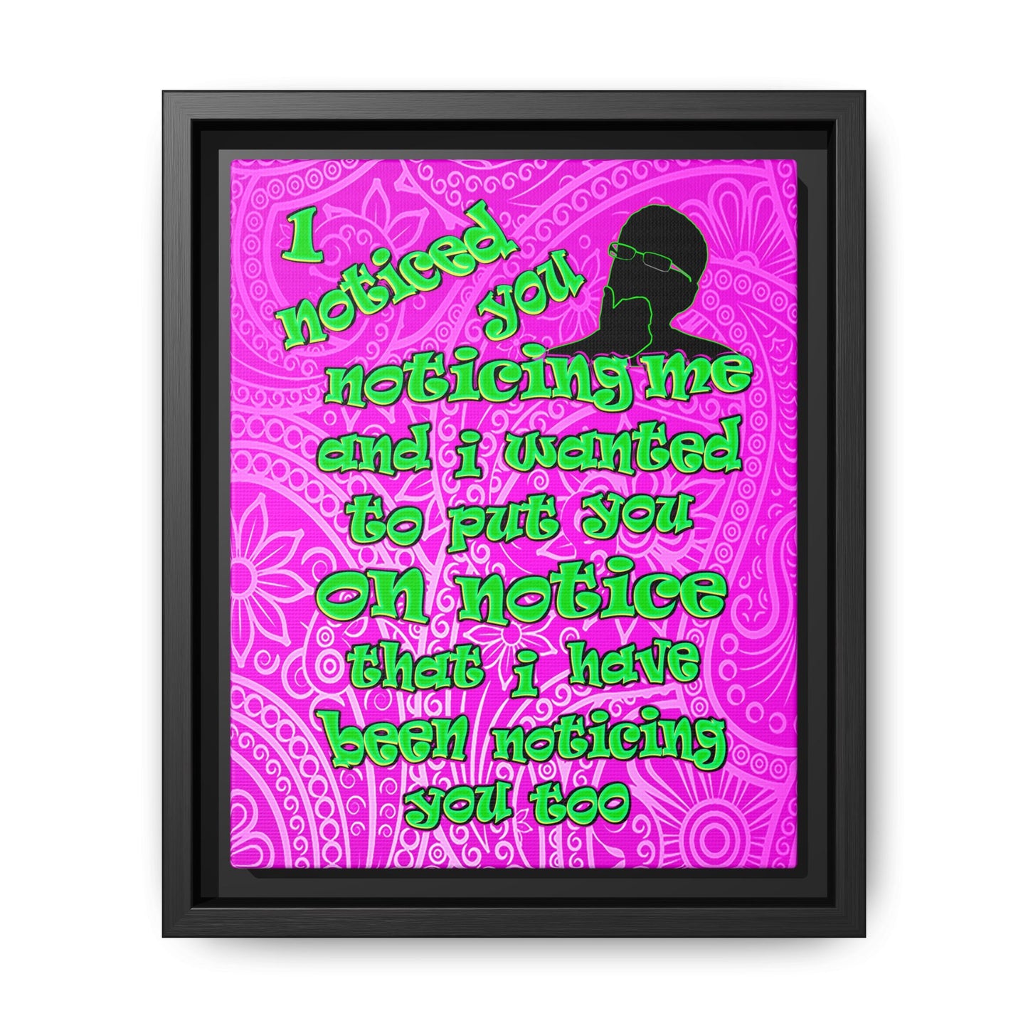 noticed you noticing - framed canvas art (pink swirl)