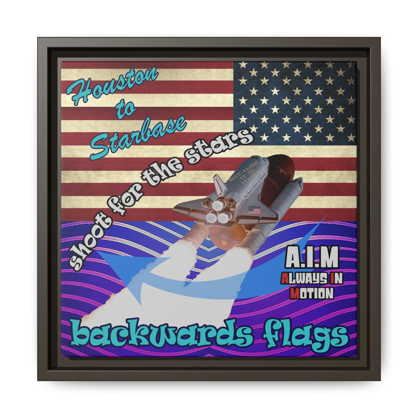 shoot for the stars - framed canvas art (purple wave)