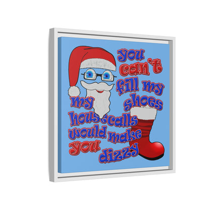 santa's shoes - framed canvas art (light blue)