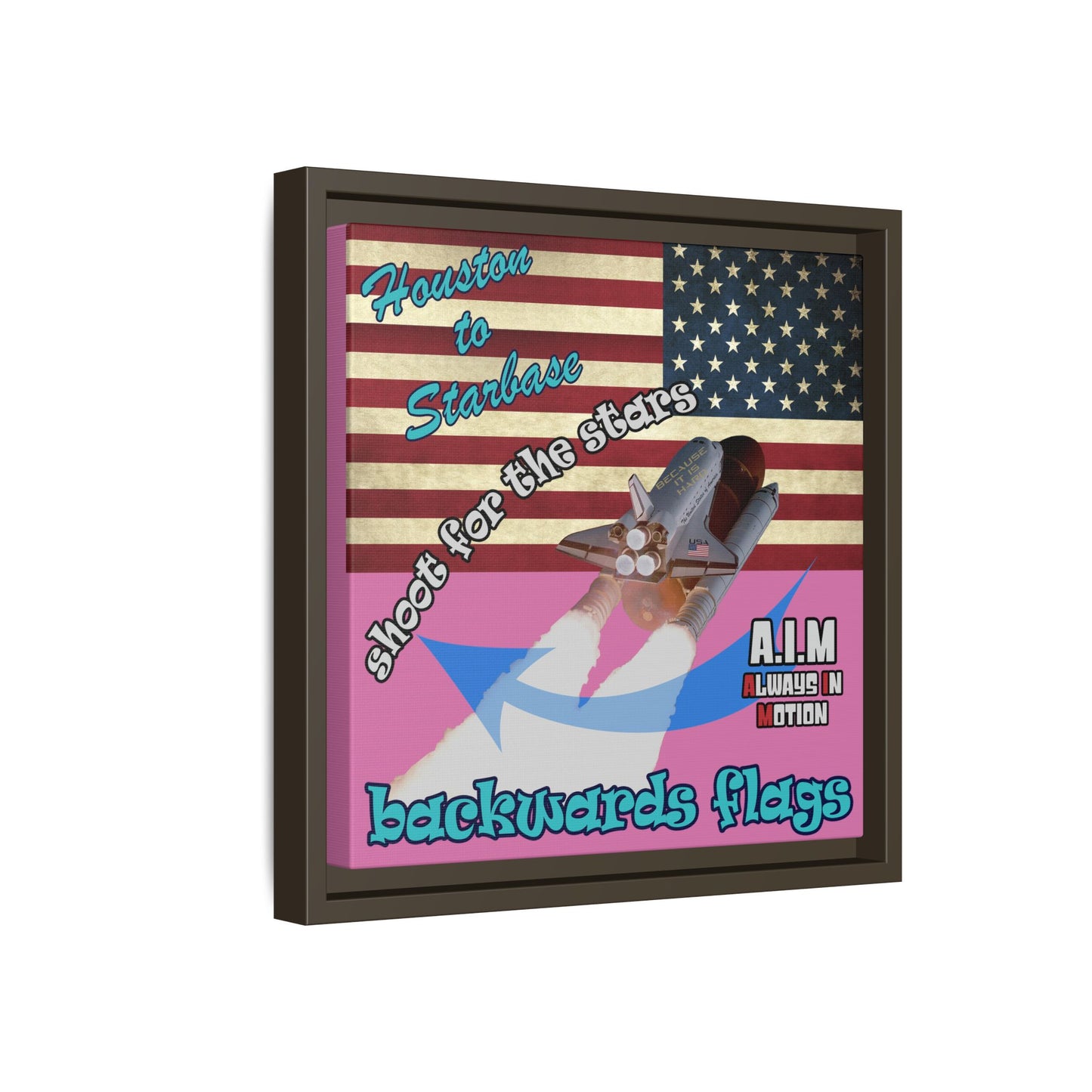 shoot for the stars - framed canvas art (light pink)