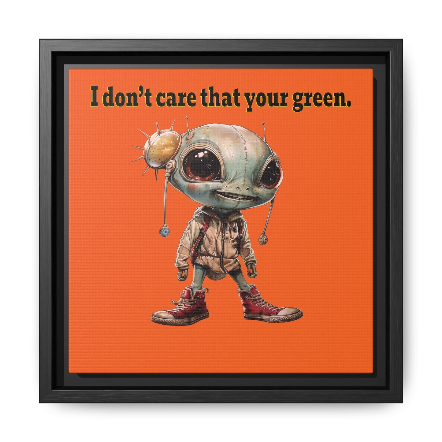 I don't care that your green - framed canvas art (orange)