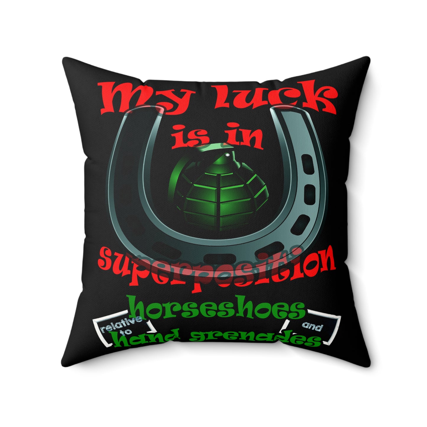 my luck - Faux Suede Square Pillow - (black)