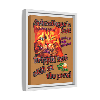 schrodinger's cat - framed canvas art (light brown)