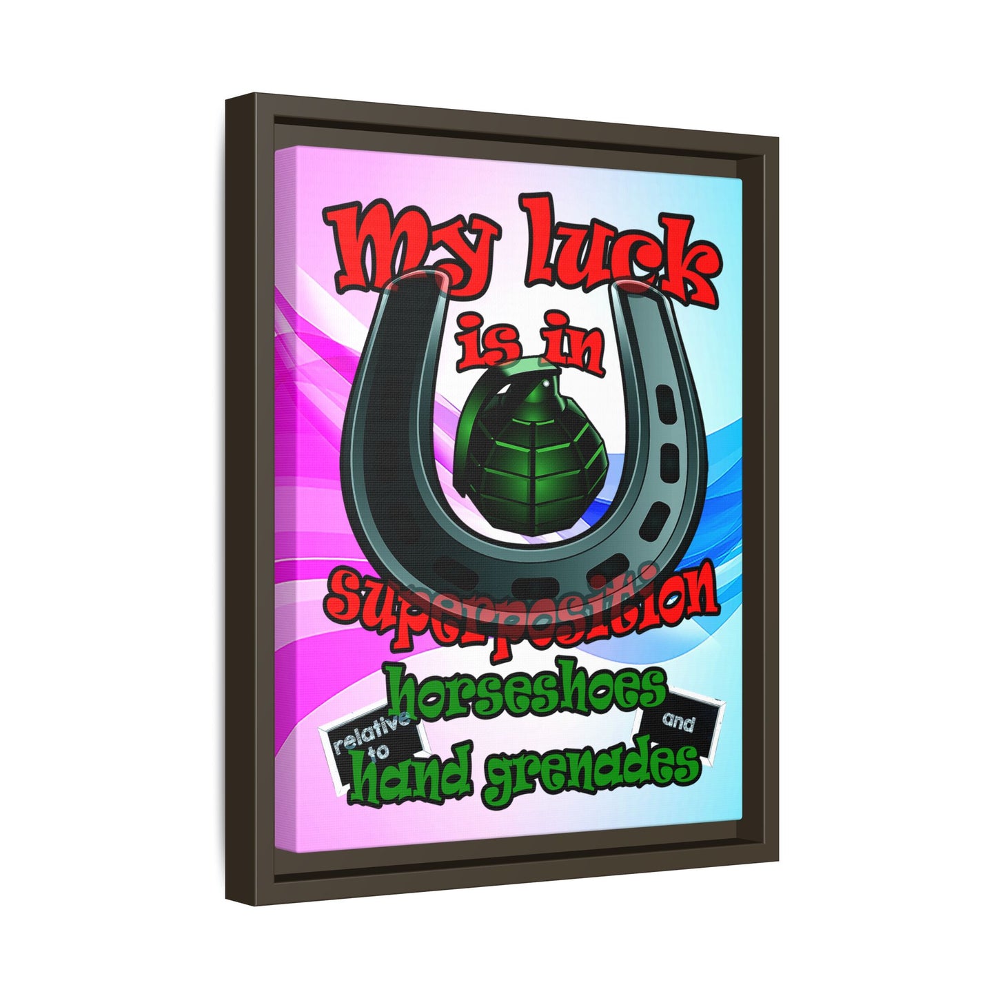 my luck - framed canvas art (light blue-pink wave)